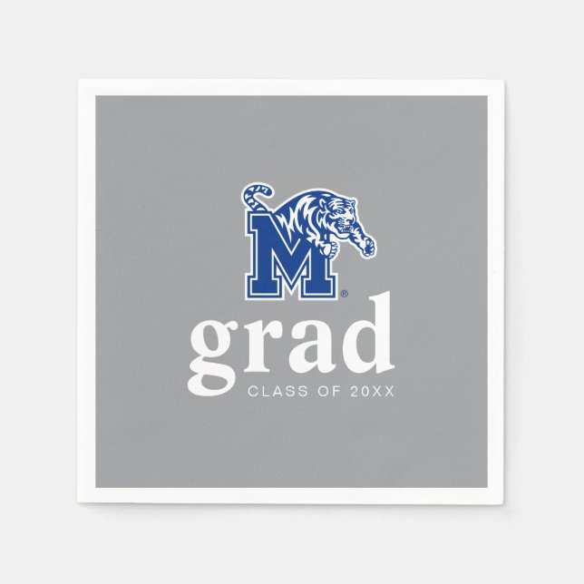Memphis Tigers Mascot with Block M Logo Napkins (Front)