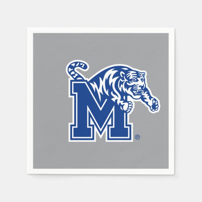 Memphis Tigers Mascot with Block M Logo Napkins (Front)