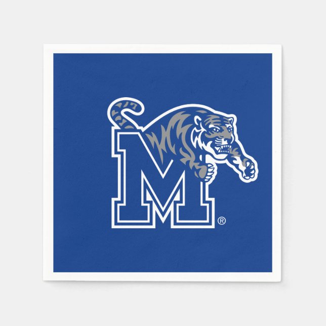 Memphis Tigers Mascot with Block M Logo Napkins (Front)