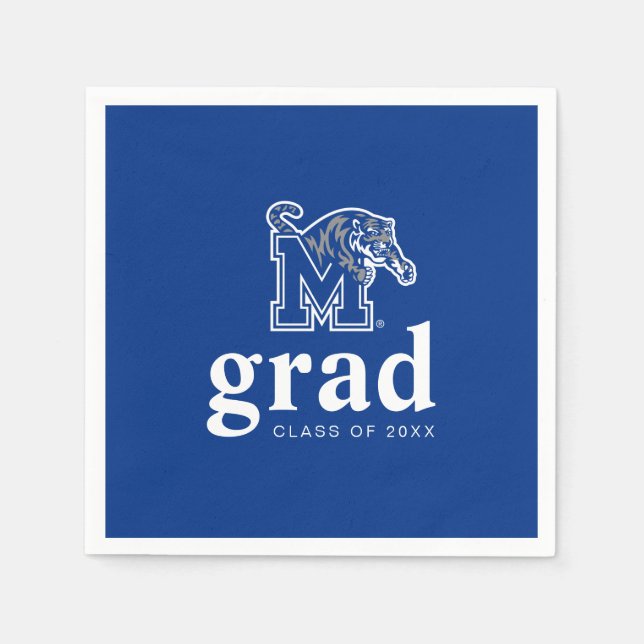 Memphis Tigers Mascot with Block M Logo Napkins (Front)