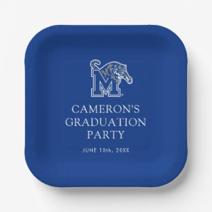 Memphis Tigers Mascot with Block M Logo Paper Plates