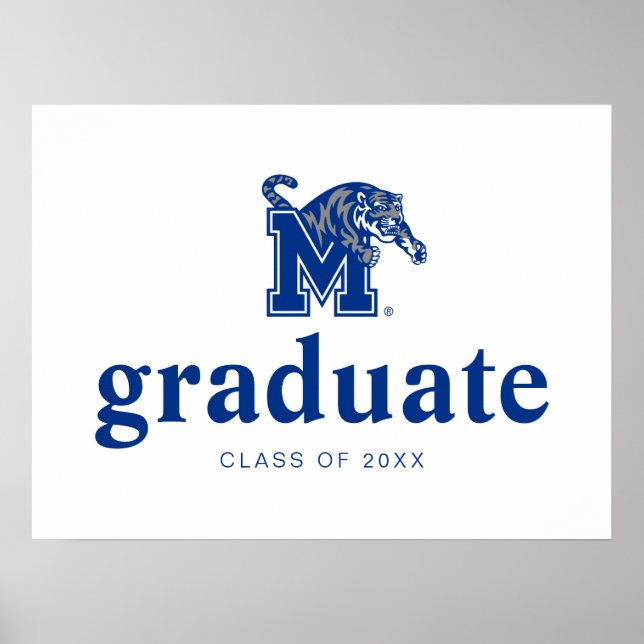 Memphis Tigers Mascot with Block M Logo Poster (Front)