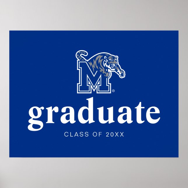 Memphis Tigers Mascot with Block M Logo Poster (Front)