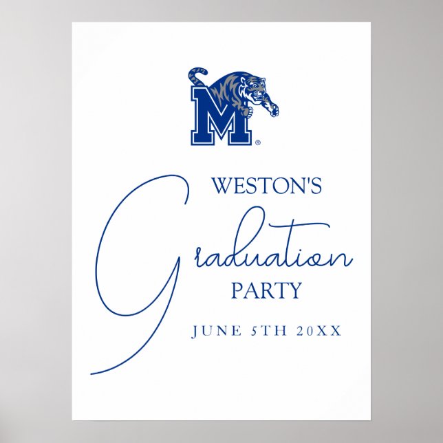 Memphis Tigers Mascot with Block M Logo Poster (Front)