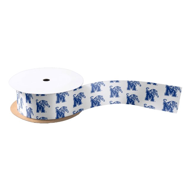 Memphis Tigers Mascot with Block M Logo Satin Ribbon (Spool)