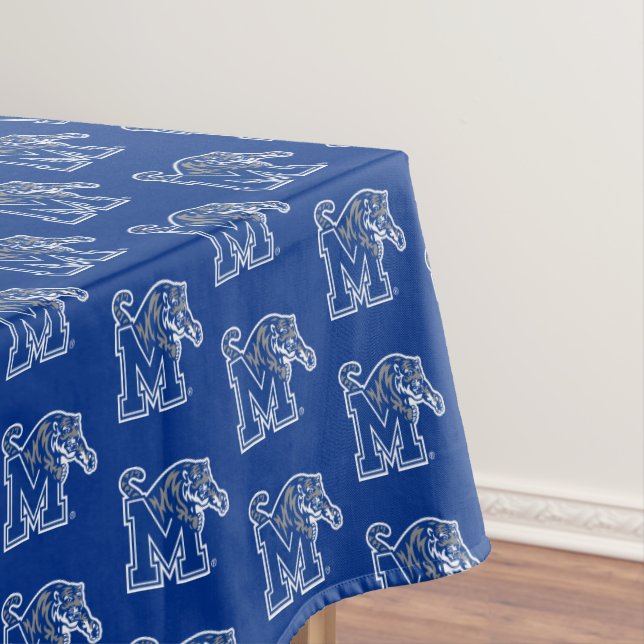 Memphis Tigers Mascot with Block M Logo Tablecloth (In Situ)