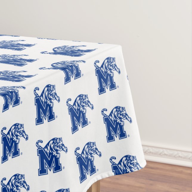 Memphis Tigers Mascot with Block M Logo Tablecloth (In Situ)