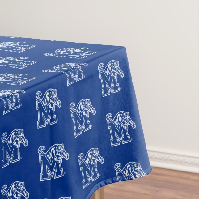 Memphis Tigers Mascot with Block M Logo Tablecloth (In Situ)