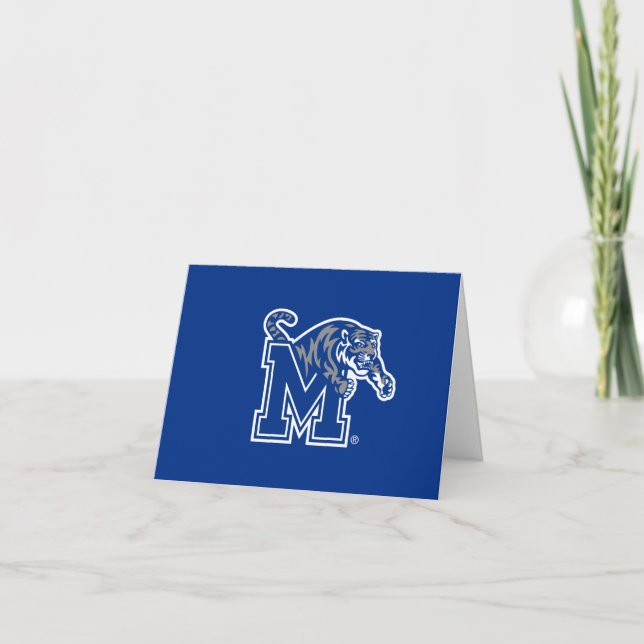 Memphis Tigers Mascot with Block M Logo Thank You Card (Front)