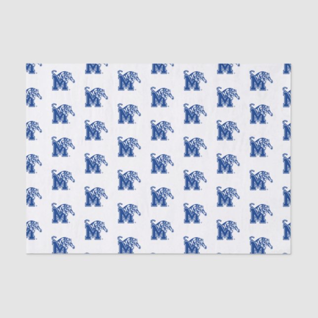Memphis Tigers Mascot with Block M Logo Tissue Paper (Front)