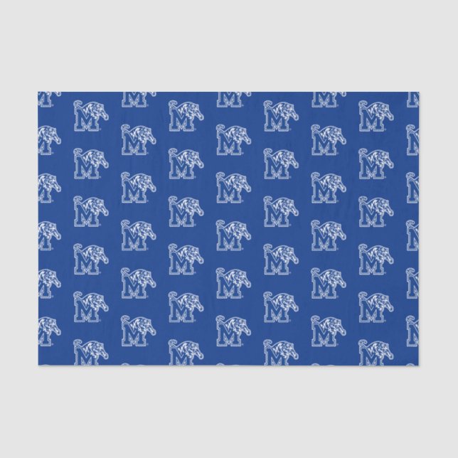 Memphis Tigers Mascot with Block M Logo Tissue Paper (Front)