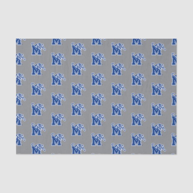 Memphis Tigers Mascot with Block M Logo Tissue Paper (Front)