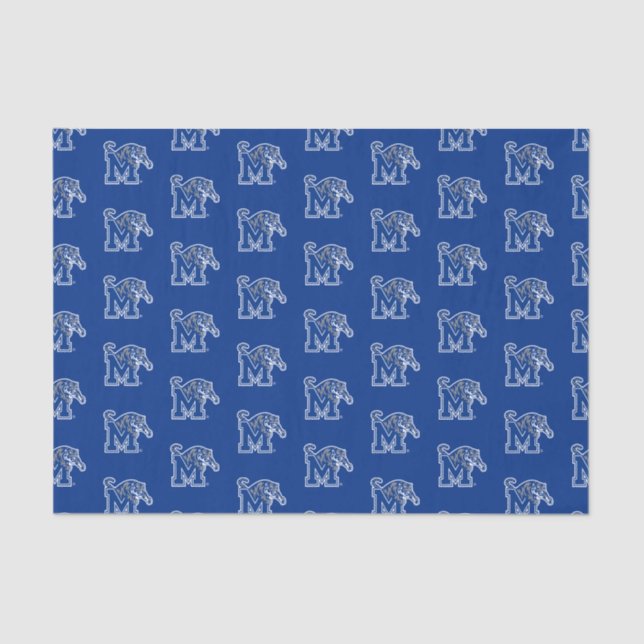 Memphis Tigers Mascot with Block M Logo Tissue Paper (Front)