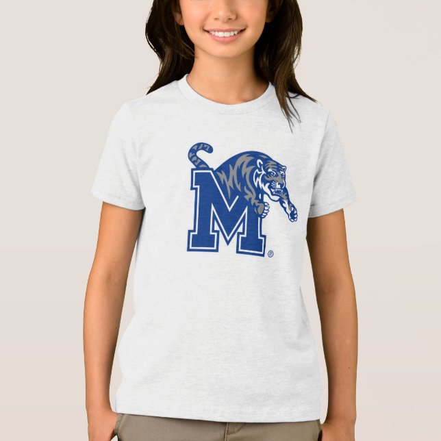 Memphis Tigers Mascot with Block M Logo Tri-Blend Shirt (Front)