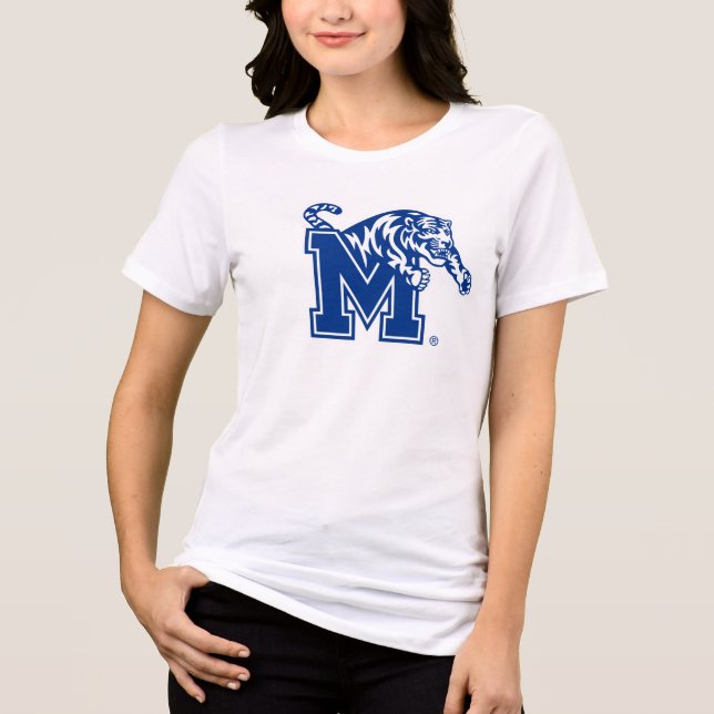 Memphis Tigers Mascot with Block M Logo Tri-Blend Shirt (Front)