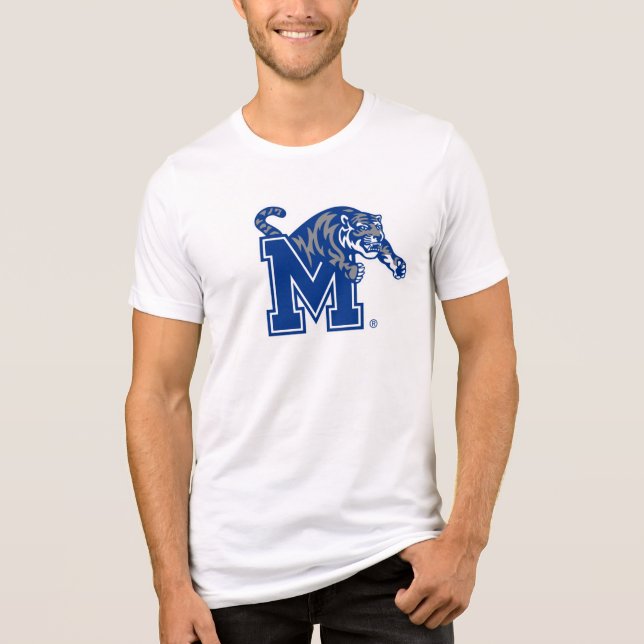 Memphis Tigers Mascot with Block M Logo Tri-Blend Shirt (Front)