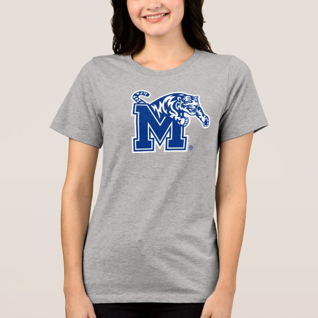 Memphis Tigers Mascot with Block M Logo Tri-Blend Shirt (Front)
