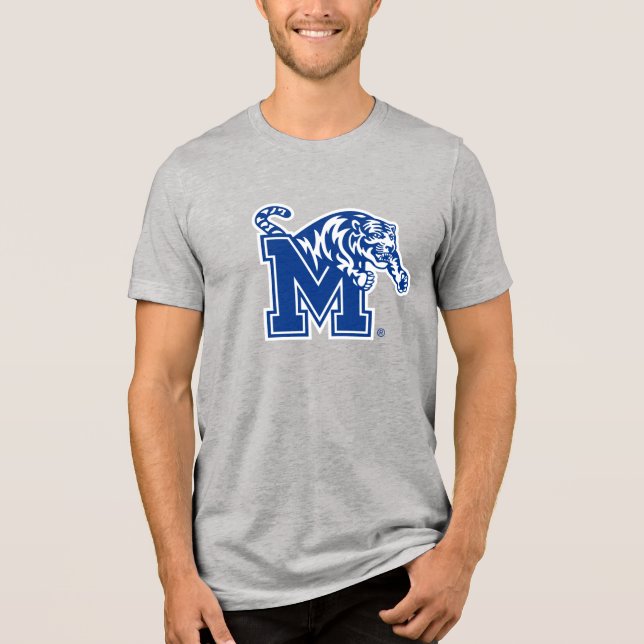 Memphis Tigers Mascot with Block M Logo Tri-Blend Shirt (Front)