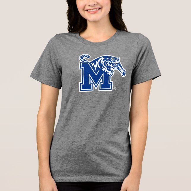Memphis Tigers Mascot with Block M Logo Tri-Blend Shirt (Front)