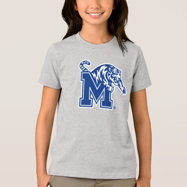 Memphis Tigers Mascot with Block M Logo Tri-Blend Shirt (Front)