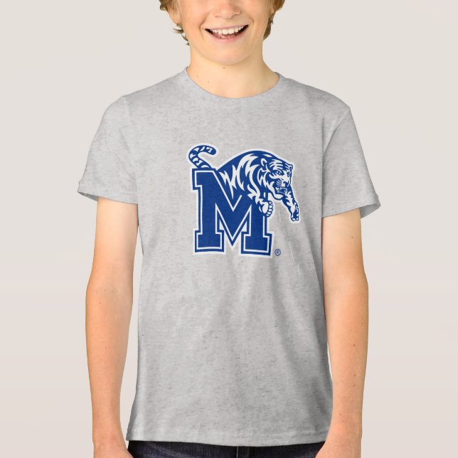 Memphis Tigers Mascot with Block M Logo Tri-Blend Shirt (Front)