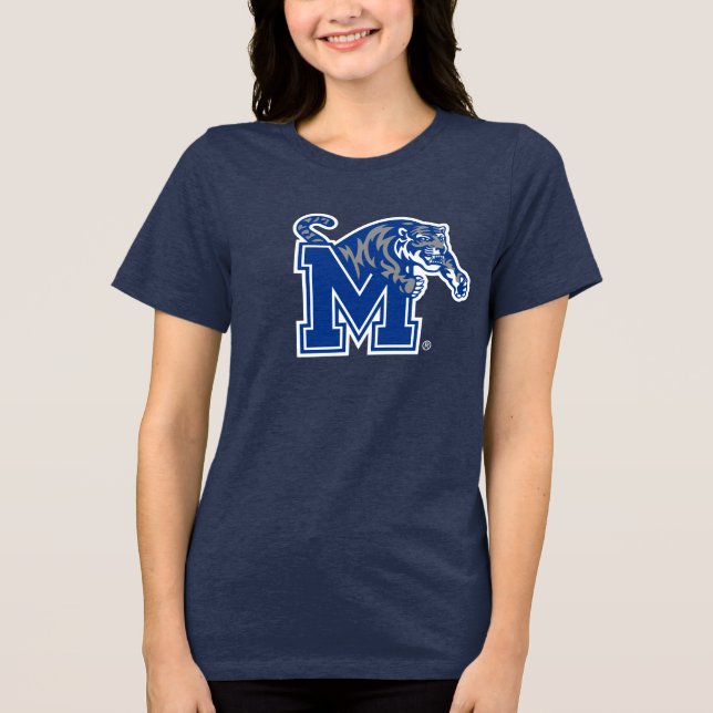 Memphis Tigers Mascot with Block M Logo Tri-Blend Shirt (Front)