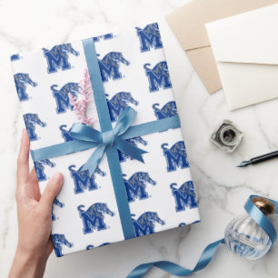 Memphis Tigers Mascot with Block M Logo Wrapping Paper