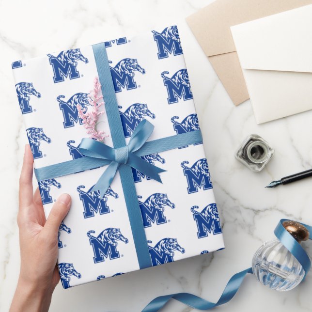 Memphis Tigers Mascot with Block M Logo Wrapping Paper (Gifting)