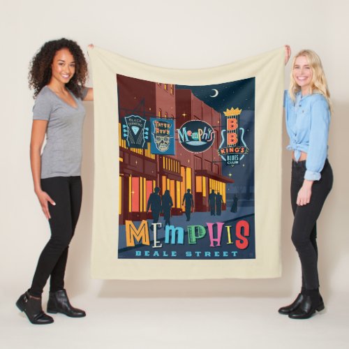 Memphis TN  Beale Street Neon Fleece Blanket