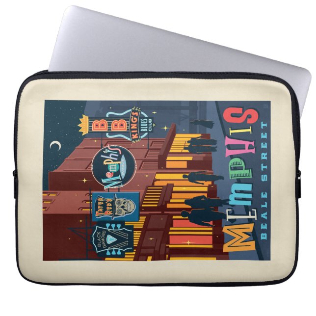Memphis, TN | Beale Street Neon Laptop Sleeve (Front)