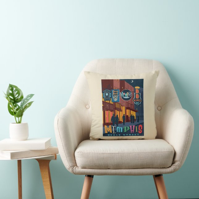 Memphis, TN | Beale Street Neon Throw Pillow (Chair)