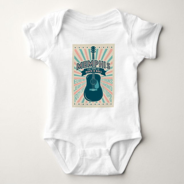 Memphis, TN: Guitar Series | Rock-N-Roll Baby Bodysuit (Front)