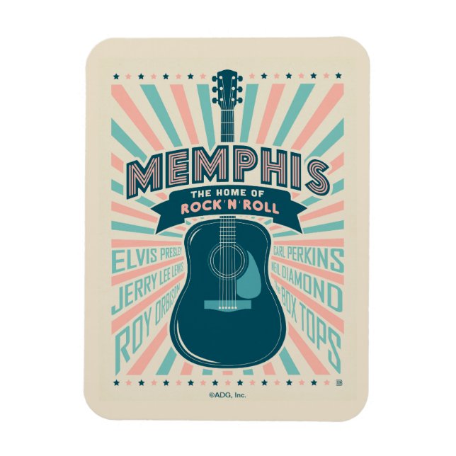 Memphis, TN: Guitar Series | Rock-N-Roll Magnet (Vertical)