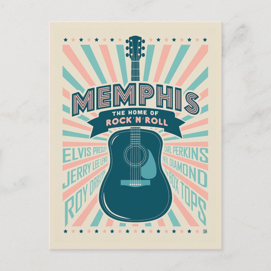 Memphis, TN: Guitar Series | Rock-N-Roll Postcard