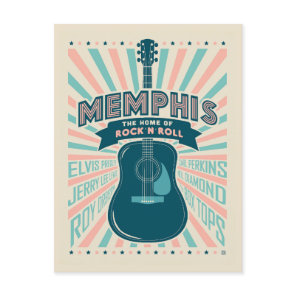Memphis, TN: Guitar Series | Rock-N-Roll Postcard