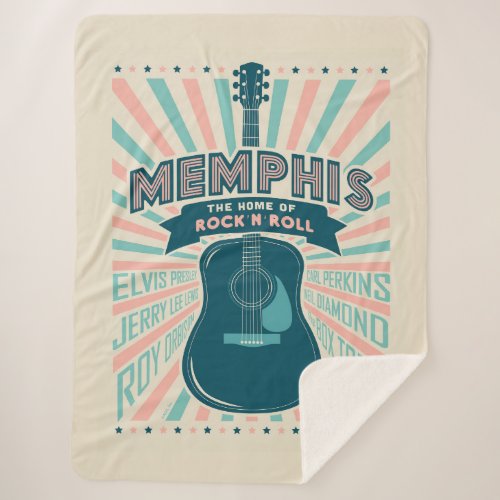 Memphis TN Guitar Series  Rock_N_Roll Sherpa Blanket