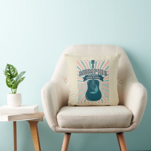 Memphis TN Guitar Series  Rock_N_Roll Throw Pillow