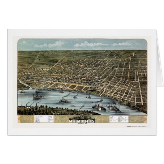 Memphis, TN Panoramic Map - 1870 Cards (Front Horizontal)