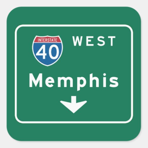 Memphis TN Road Sign Square Sticker