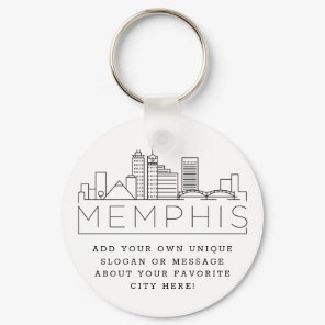 Memphis, TN Stylized Skyline | Custom Slogan Keychain