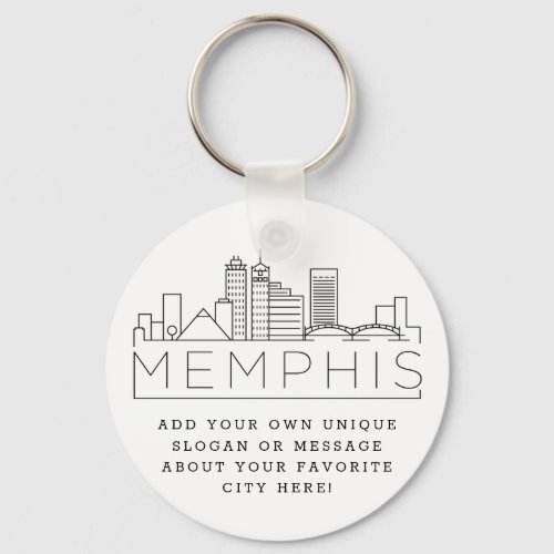 Memphis TN Stylized Skyline  Custom Slogan Keychain