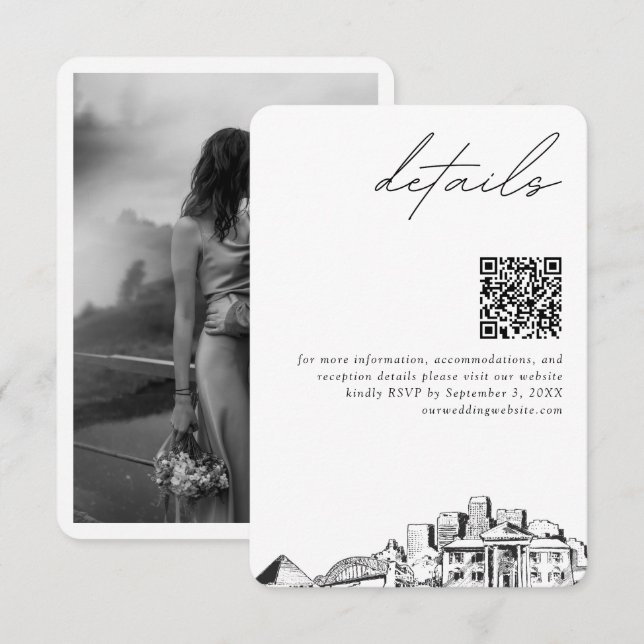 Memphis Wedding Details QR Code Small Enclosure Card (Front/Back)