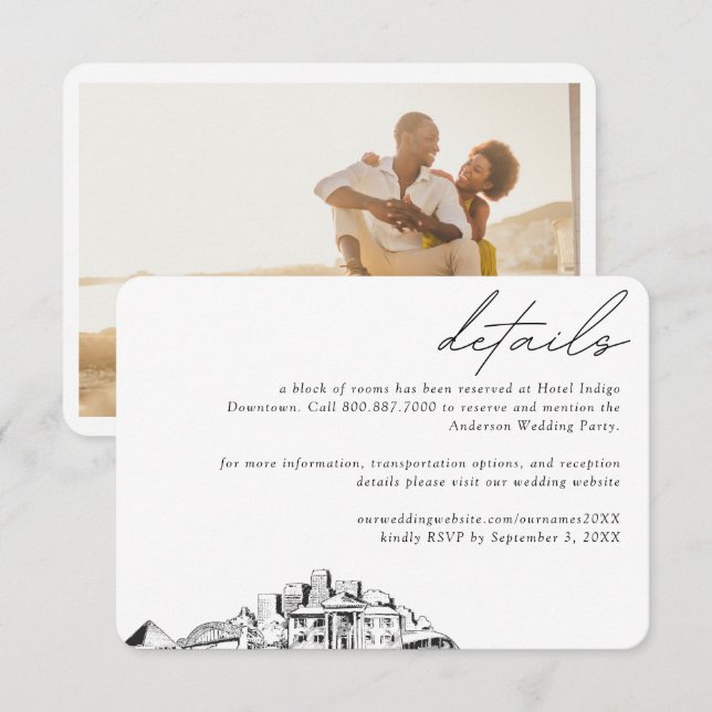Memphis Wedding Hotel Room Block Details Enclosure Card (Front/Back)