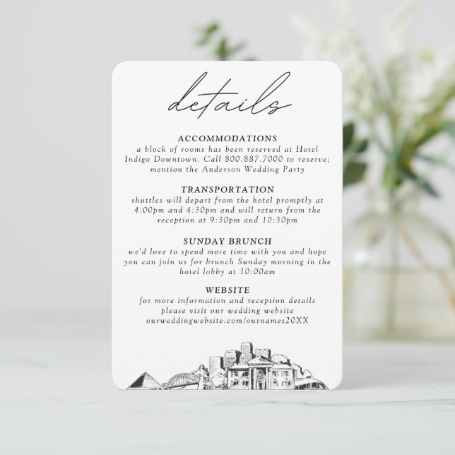 Memphis Wedding Small Vertical Details Enclosure Card (Standing Front)