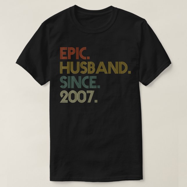 Men 15th Wedding Anniversary Shirts, Epic Husband  T-Shirt (Design Front)