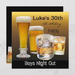 Men 30th Birthday Party Drinks Beer Boys Night 2 Invitation