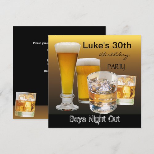 Men 30th Birthday Party Drinks Beer Boys Night 2 Personalized Announcement