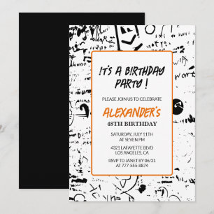 Men 48th birthday invitations Graffiti Party Paint