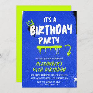 Men 54th birthday invitations Graffiti Spray paint