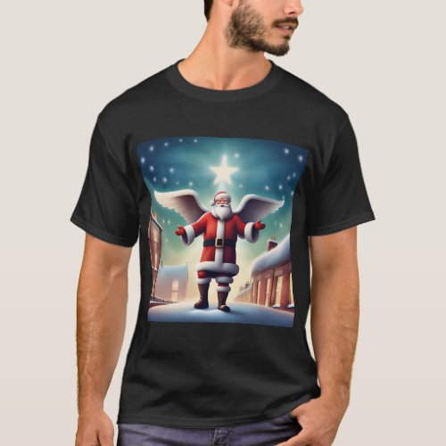 Men AI Future Santa Angel of the North T_Shirt
